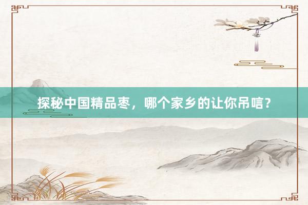 探秘中国精品枣,哪个家乡的让你吊唁?