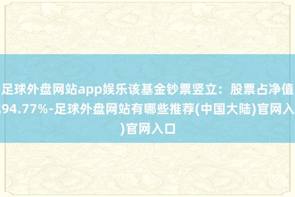 足球外盘网站app娱乐该基金钞票竖立:股票占净值比94.77%-足球外盘网站有哪些推荐(中国大陆)官网入口