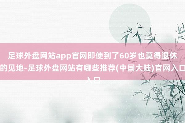 足球外盘网站app官网即使到了60岁也莫得退休的见地-足球外盘网站有哪些推荐(中国大陆)官网入口