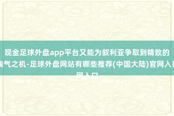现金足球外盘app平台又能为叙利亚争取到精致的喘气之机-足球外盘网站有哪些推荐(中国大陆)官网入口