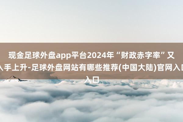 现金足球外盘app平台2024年“财政赤字率”又入手上升-足球外盘网站有哪些推荐(中国大陆)官网入口