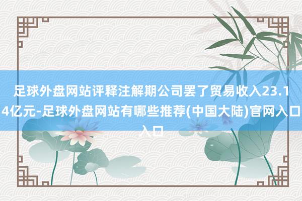 足球外盘网站评释注解期公司罢了贸易收入23.14亿元-足球外盘网站有哪些推荐(中国大陆)官网入口