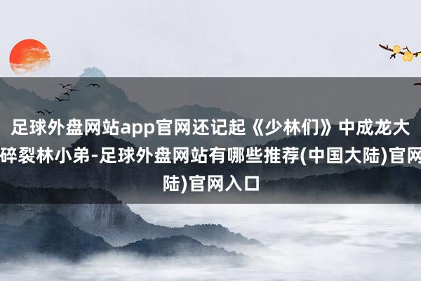 足球外盘网站app官网还记起《少林们》中成龙大叔的碎裂林小弟-足球外盘网站有哪些推荐(中国大陆)官网入口